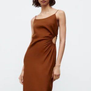 Zara LINEN BLEND DRESS WITH CUT-OUT 3 Zara LINEN